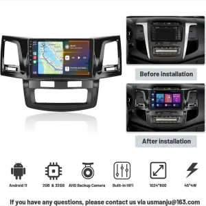 Automotive For Toyota Hilux 2005-2014 22.86 Cm Car Stereo