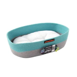 Cotton Woven Cat Bed Basket With Cushion - 40cm x 32cm x 13cm