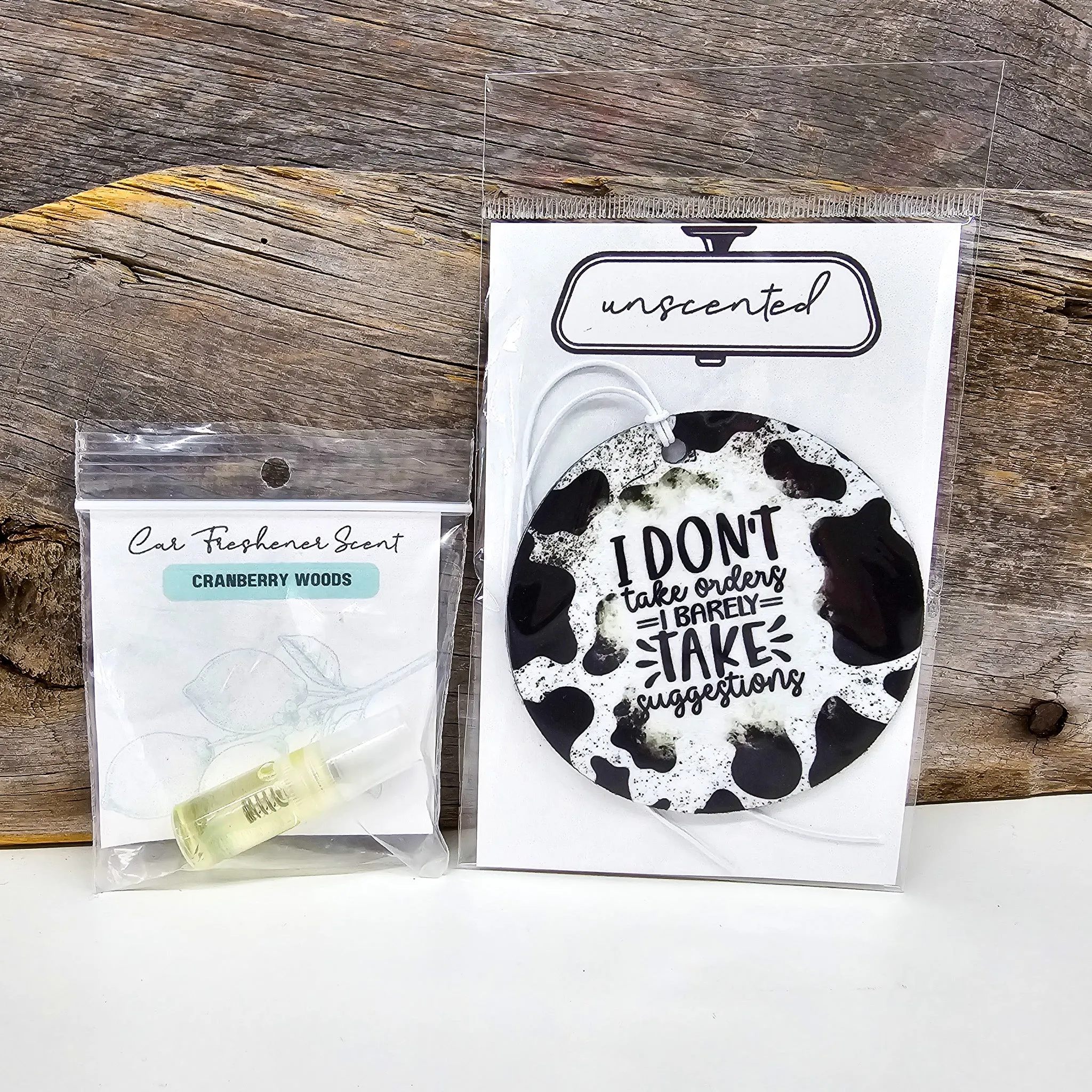 Cow Print I Don't Take Orders Re-Scentable Car Freshener