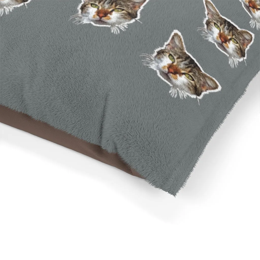 Dark Grey Cat Pet Bed, Solid Color Machine-Washable Pet Pillow With Zippers-Printed in USA