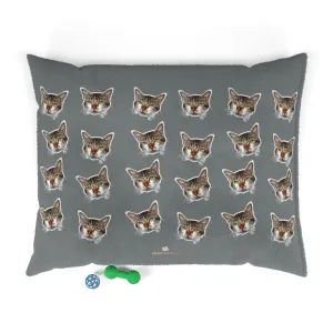 Dark Grey Cat Pet Bed, Solid Color Machine-Washable Pet Pillow With Zippers-Printed in USA