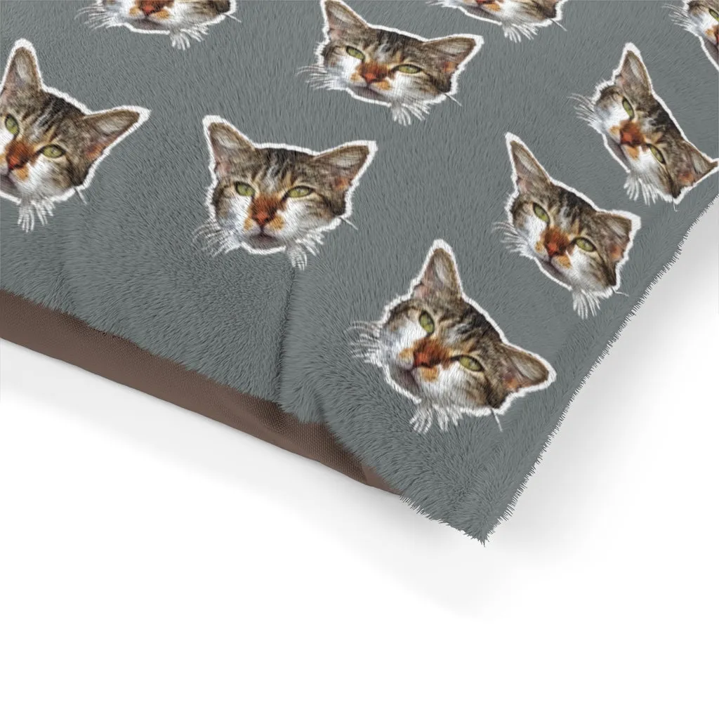 Dark Grey Cat Pet Bed, Solid Color Machine-Washable Pet Pillow With Zippers-Printed in USA