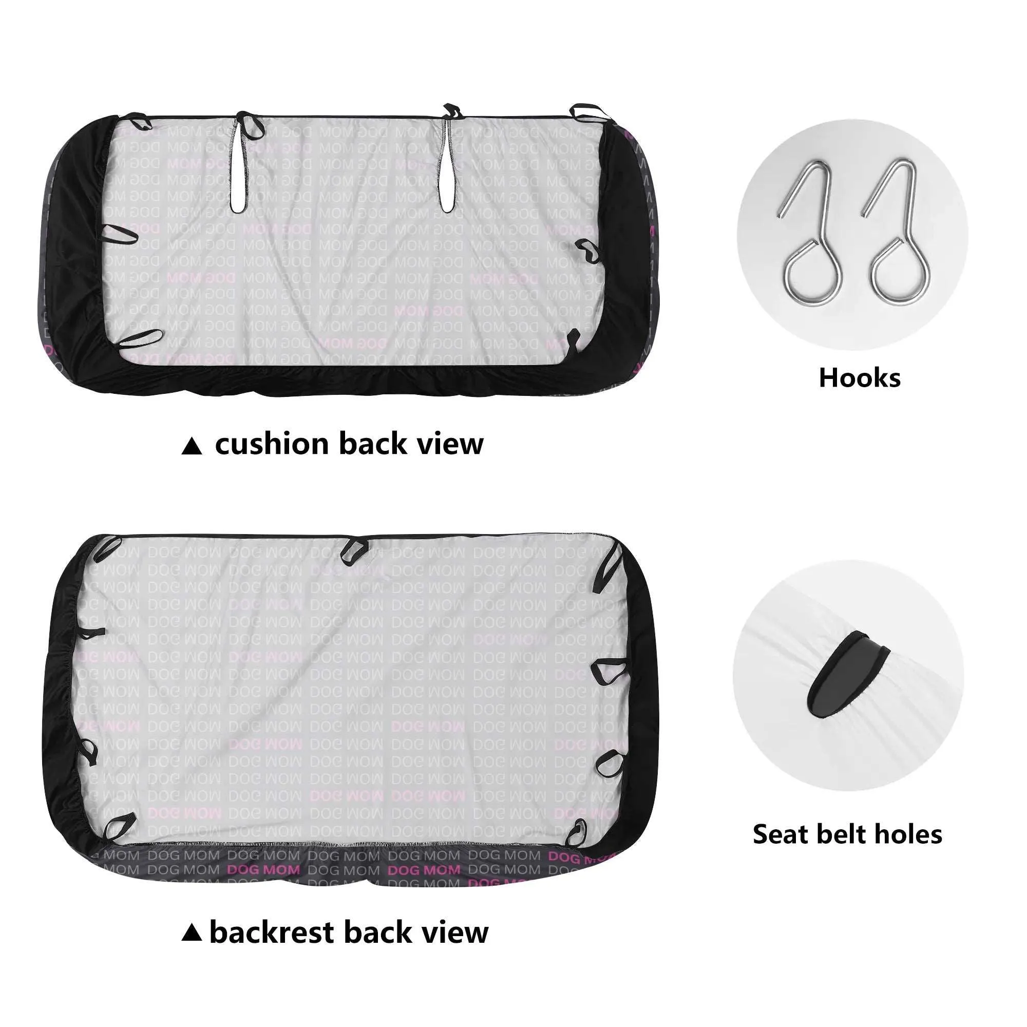 Dog Mom "Words" Black Motif Soft and Lightweight Dog Car Seat Cover