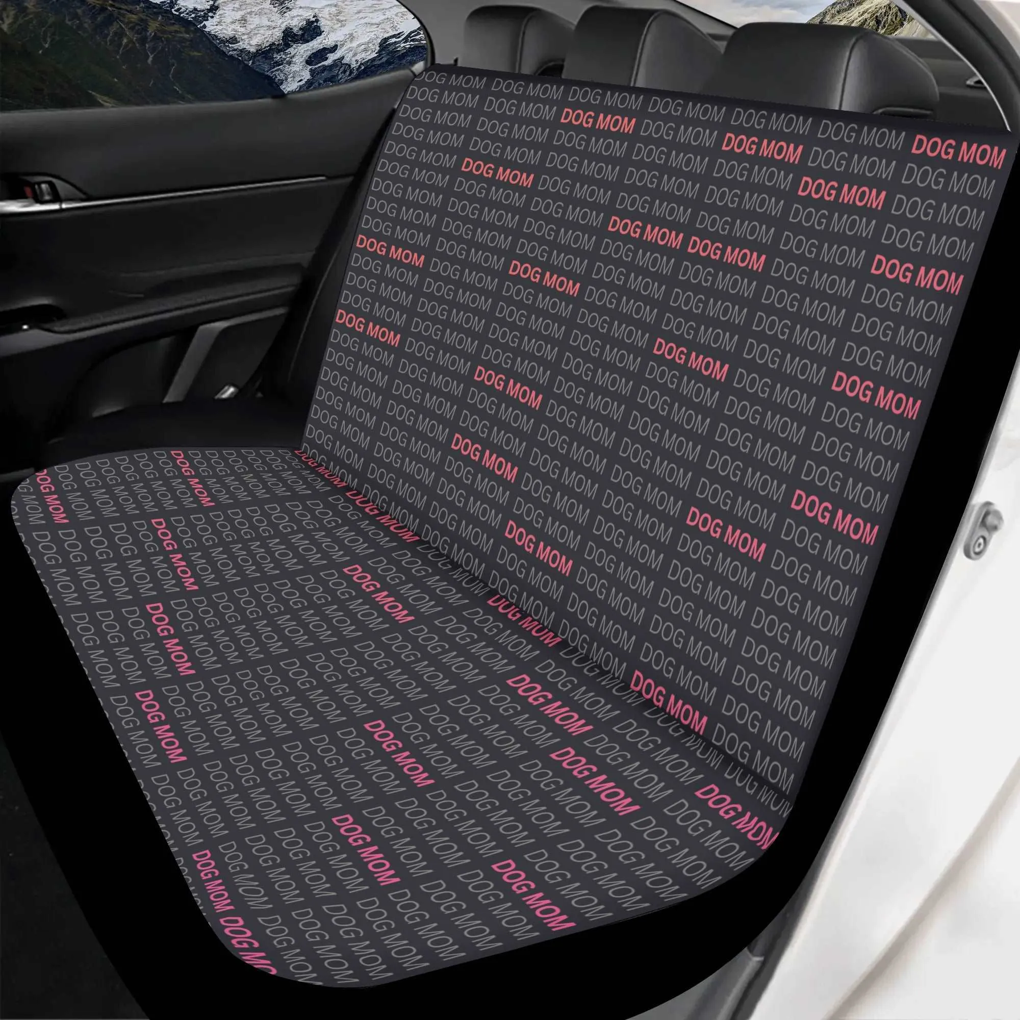 Dog Mom "Words" Black Motif Soft and Lightweight Dog Car Seat Cover