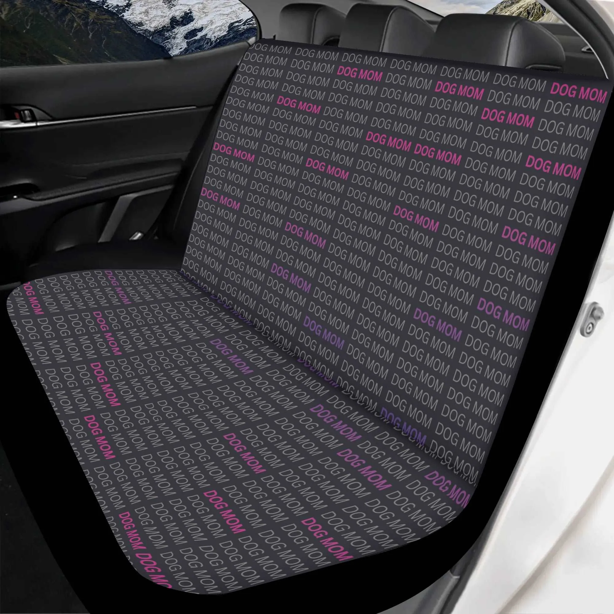 Dog Mom "Words" Black Motif Soft and Lightweight Dog Car Seat Cover