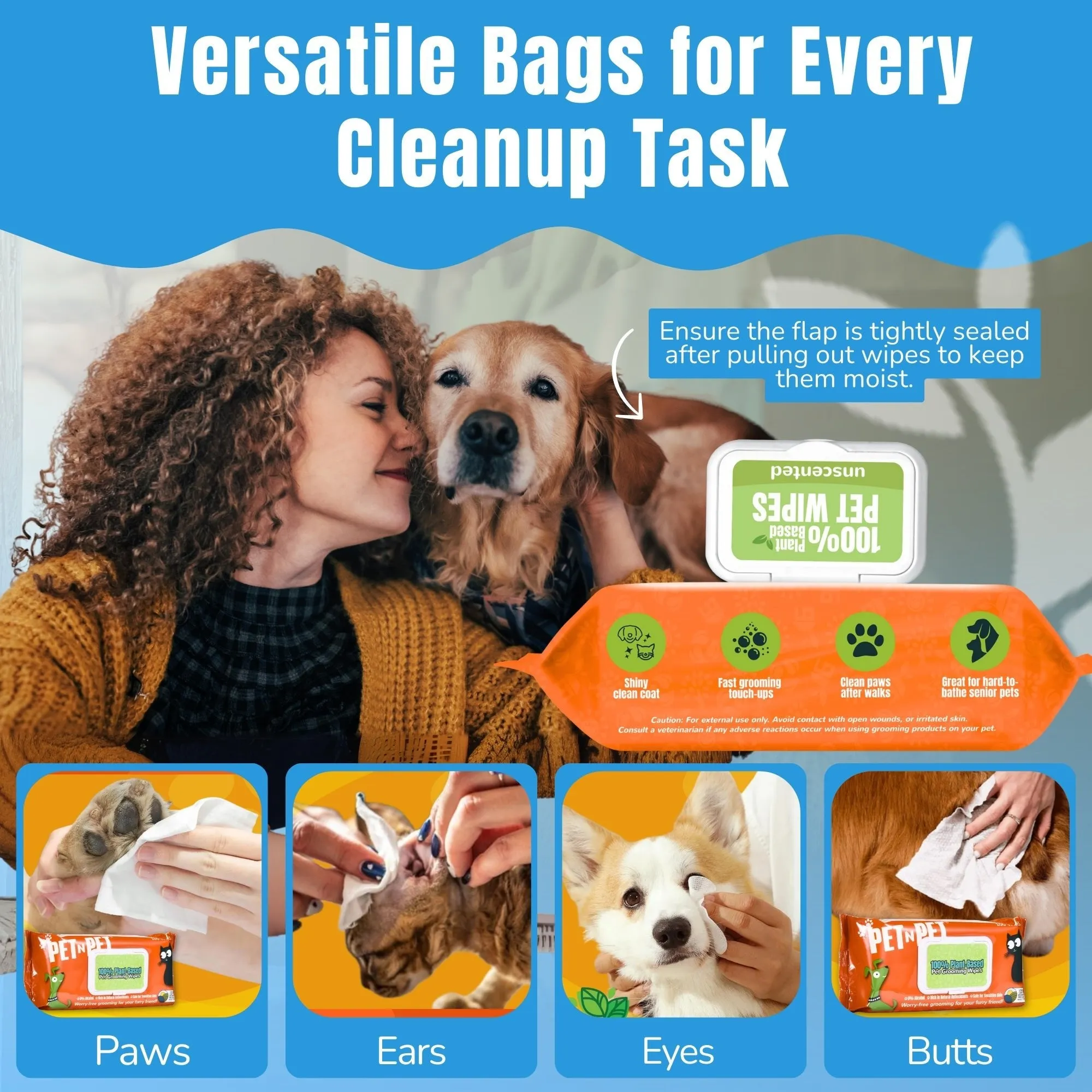 Dog Wipes Cleaning Deodorizing 400 Counts