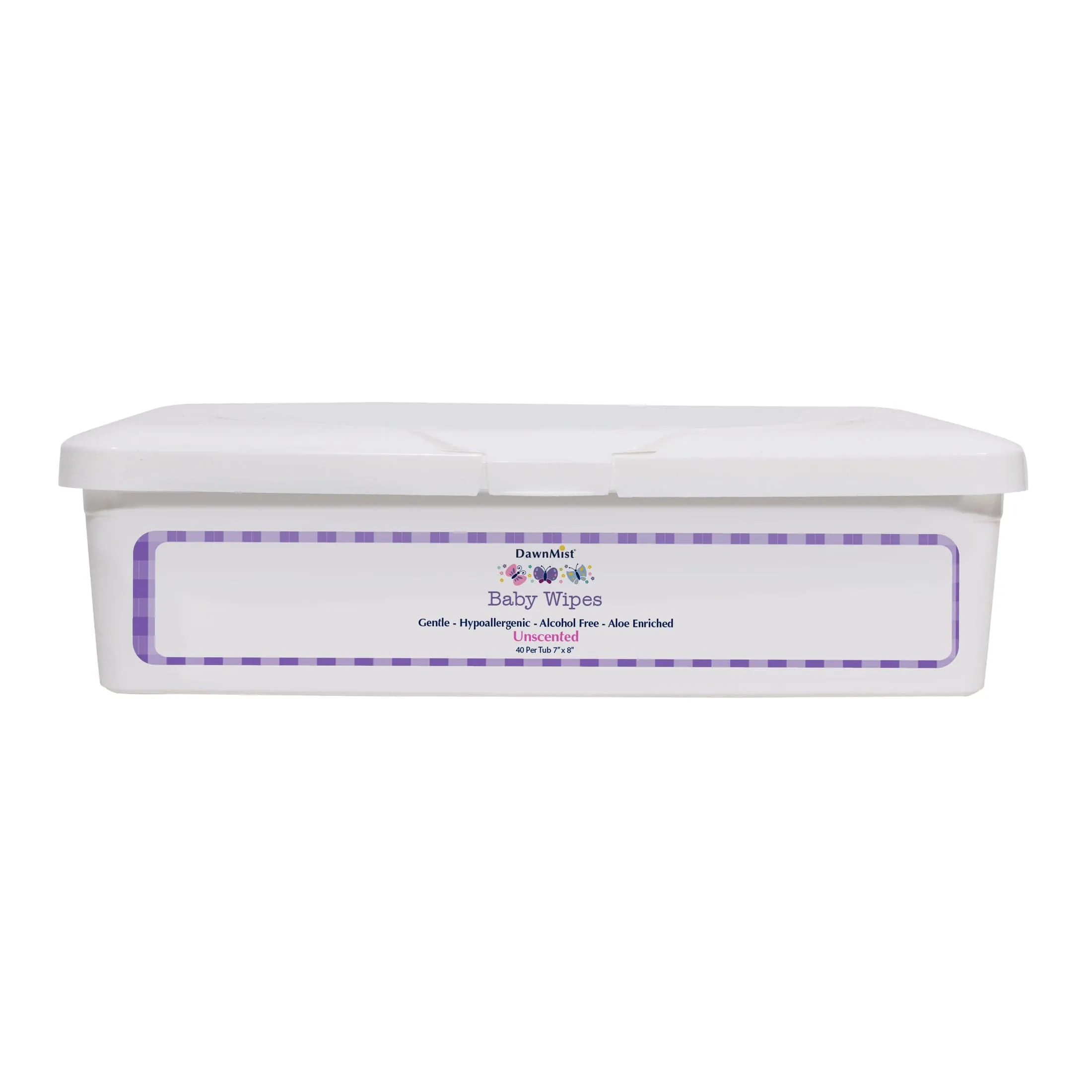 Dukal Unscented Baby Wipes, 7" x 8", Tub