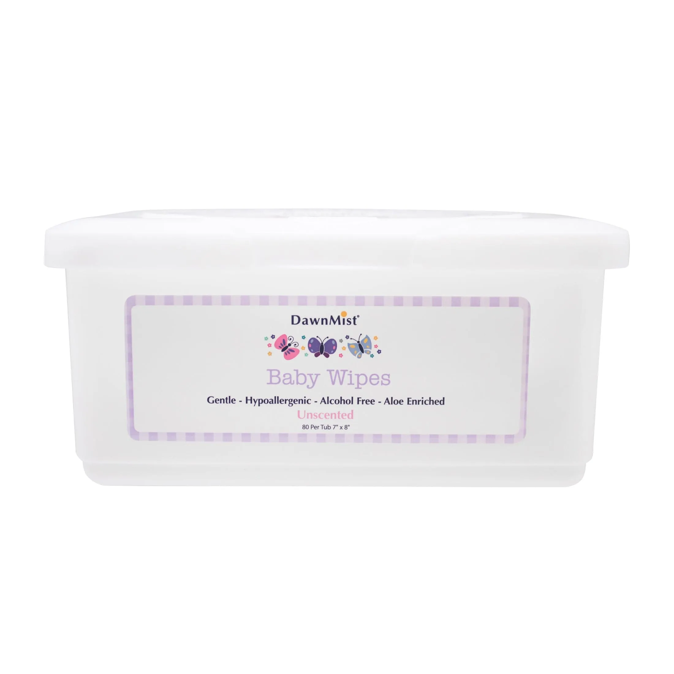 Dukal Unscented Baby Wipes, 7" x 8", Tub