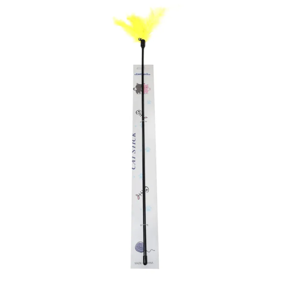 Emily Pets interactive Feather Toy for Cats (Yellow)