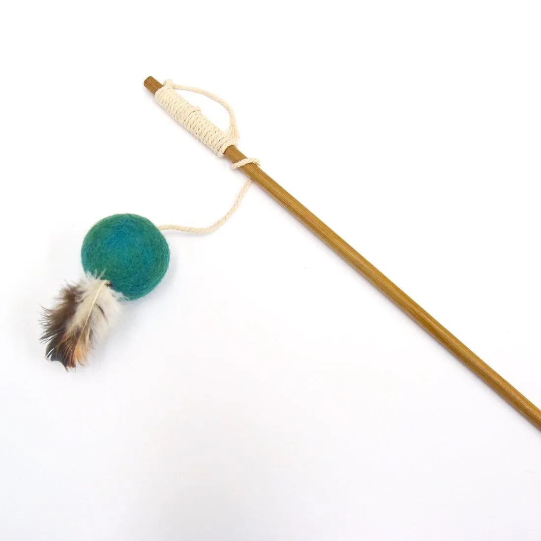 Feather Teaser Ball Cat Wand - Teal