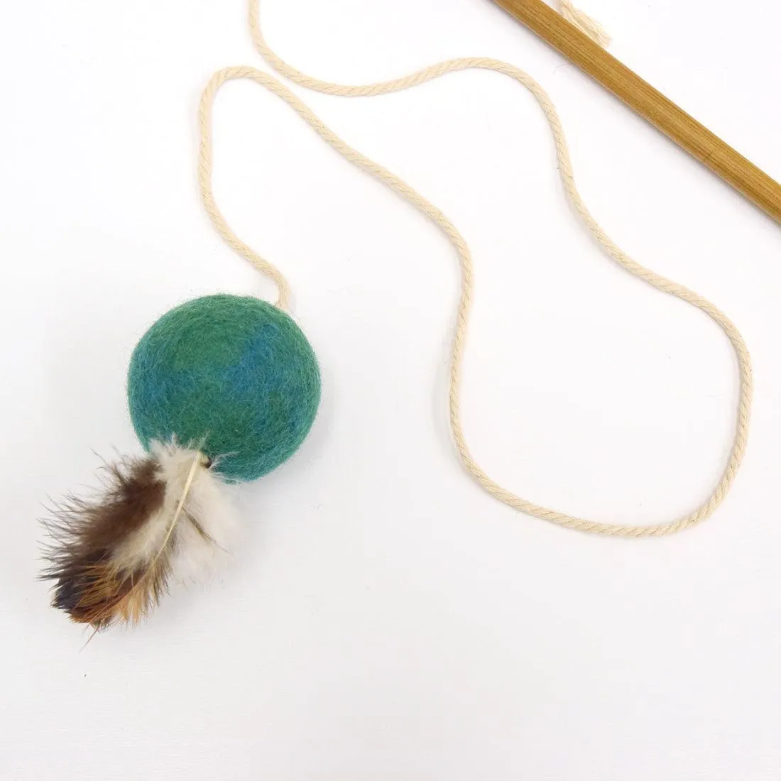 Feather Teaser Ball Cat Wand - Teal