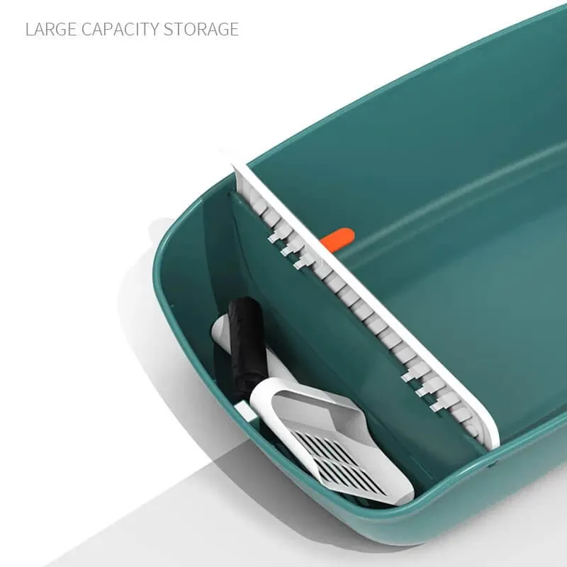 Fully Open Cat Litter Box, High Capacity Cat Toilet With Pedal
