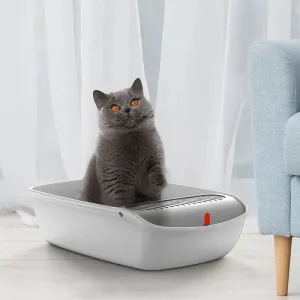 Fully Open Cat Litter Box, High Capacity Cat Toilet With Pedal