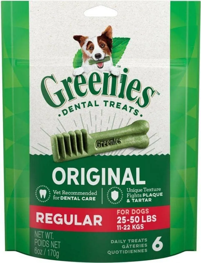 Greenies Regular Dental Dog Treats - 6 count