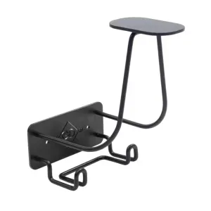 Grooming Deluxe Steel Helmet Holder with Hook - Black