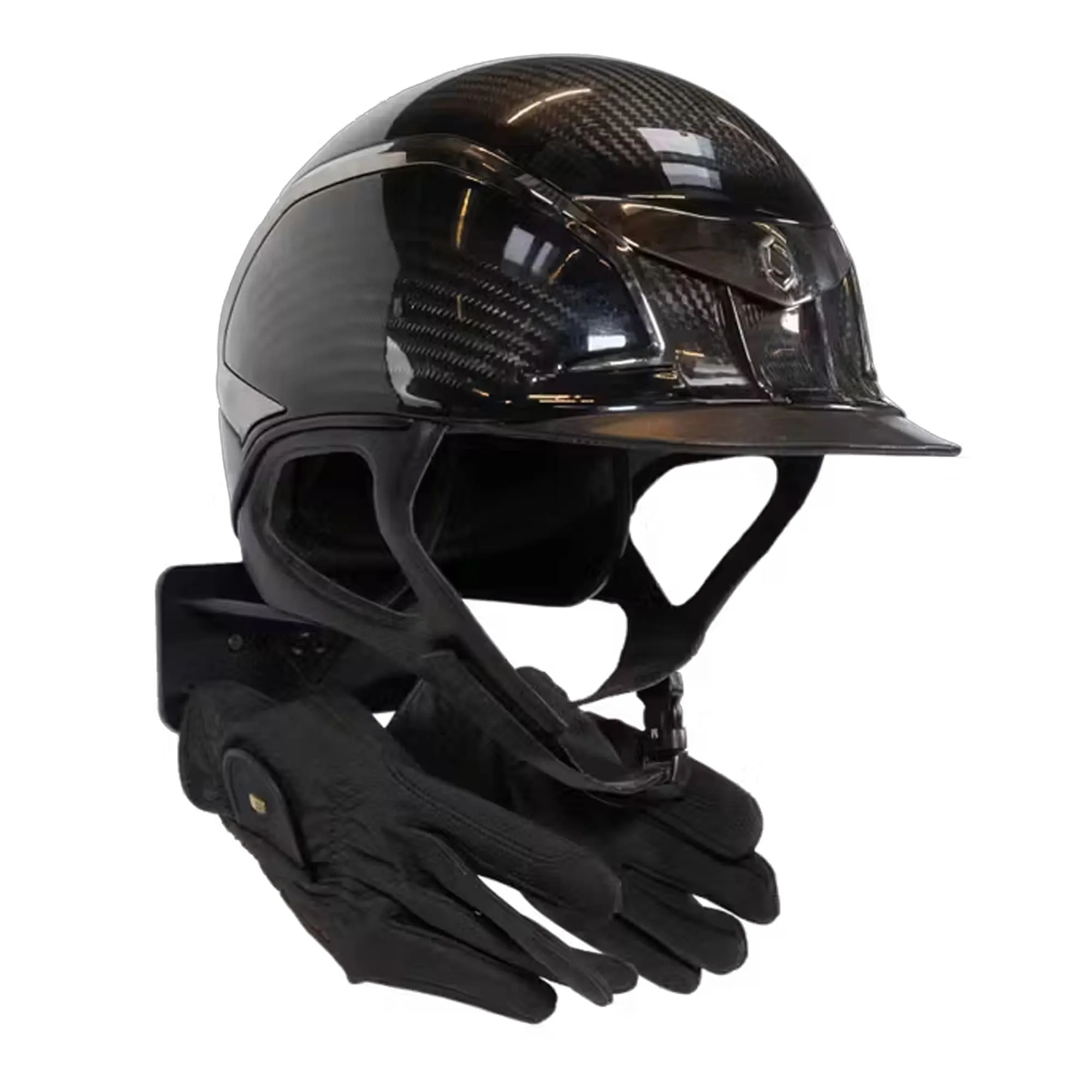 Grooming Deluxe Steel Helmet Holder with Hook - Black
