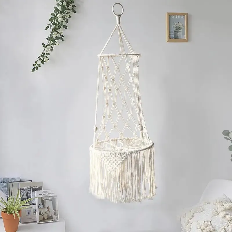 Handwoven Macrame Pet Hanging Hammock Bed Cat Cage Swing Hanging Beds Handcraft Tassel Nest Mat Bed Tapestry Cat Accessories