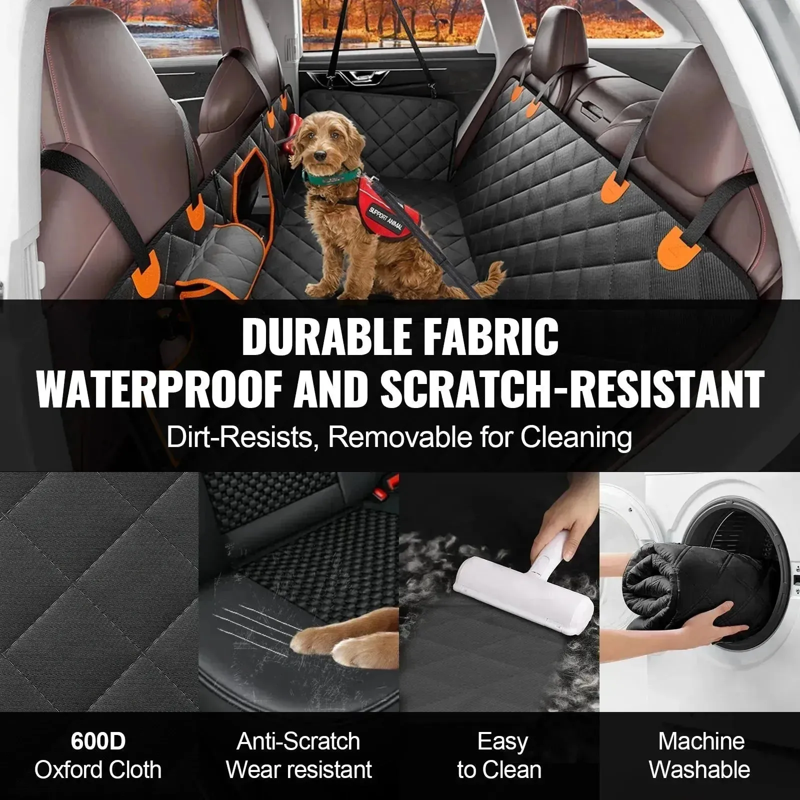 Heavy Duty Dog Car Seat Cover – Waterproof, 400lb Capacity, Mesh Window & Storage Pocket