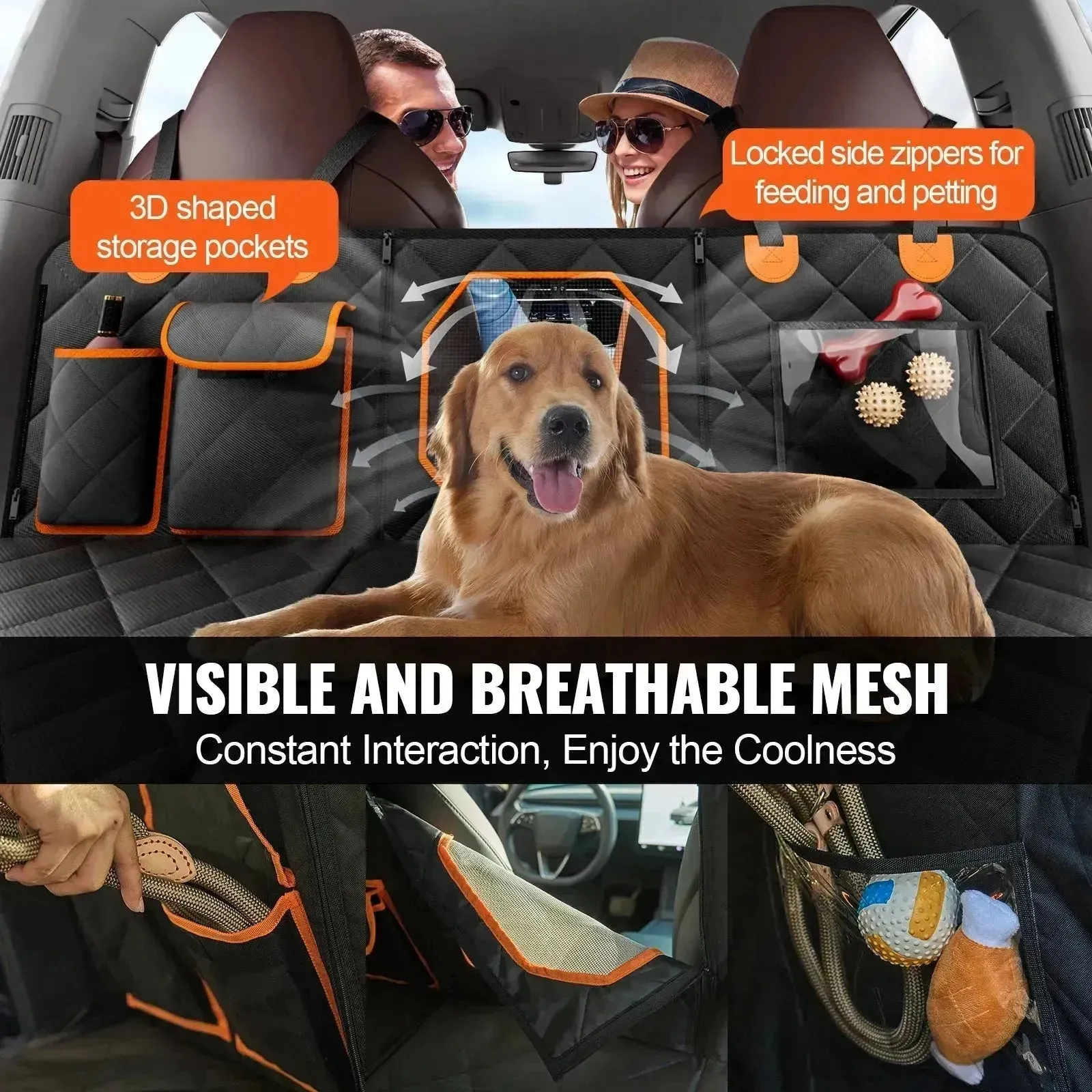 Heavy Duty Dog Car Seat Cover – Waterproof, 400lb Capacity, Mesh Window & Storage Pocket