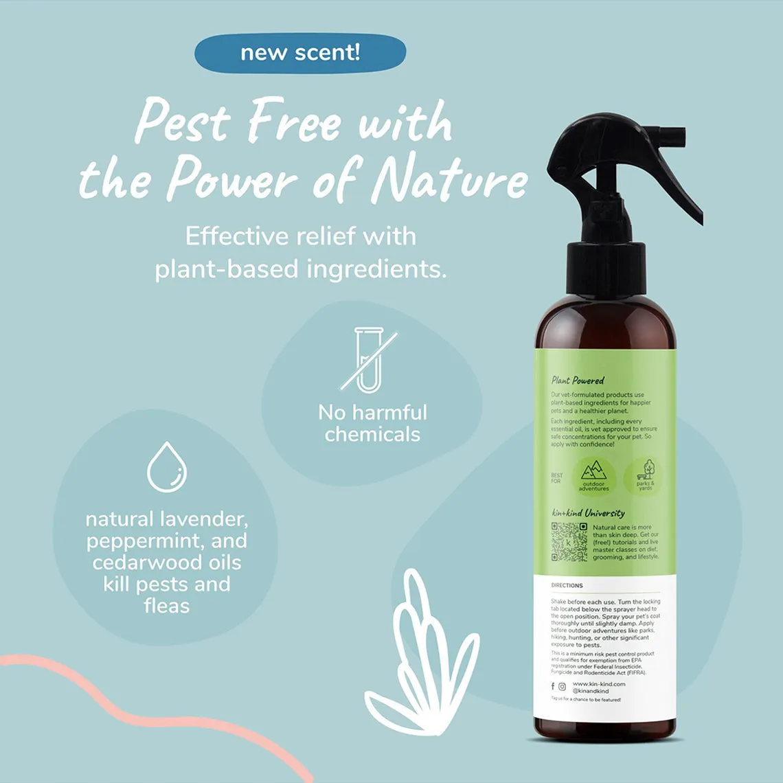 Kin   Kind Flea & Tick Protect Spray for Dogs & Cats