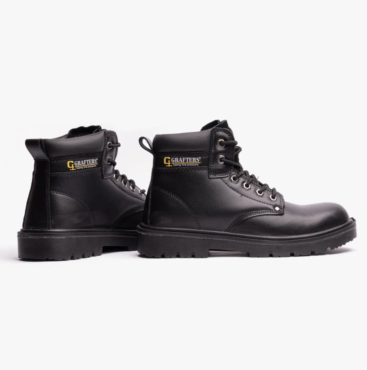 M958A Mens Leather Safety Boots Black
