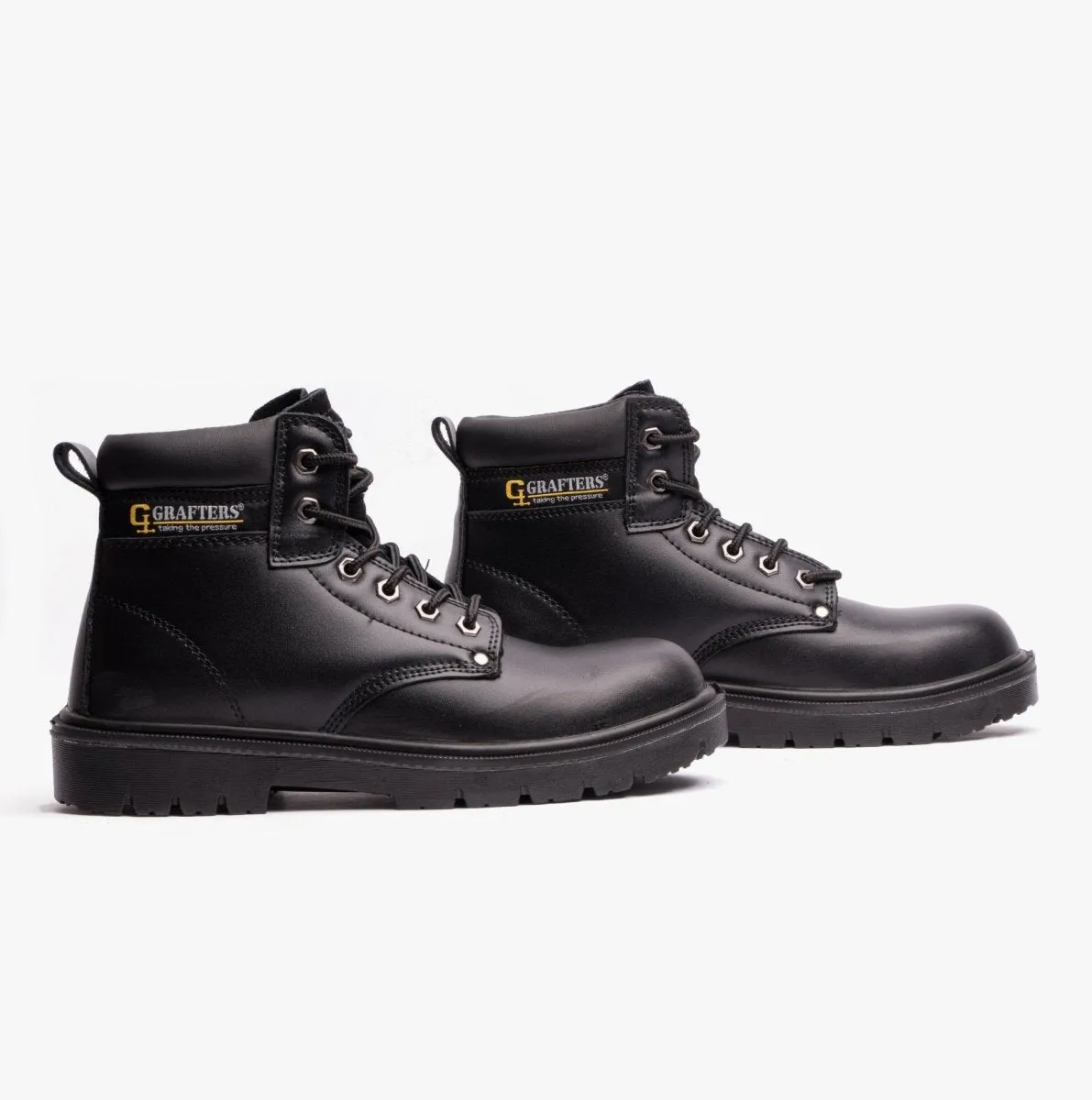 M958A Mens Leather Safety Boots Black