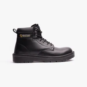 M958A Mens Leather Safety Boots Black