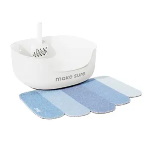 Makesure Open Cat Litter Tray and Mat White
