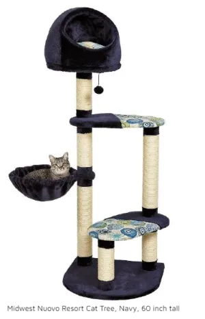 Midwest Nuovo Resort Cat Tree, Navy, 60 Inch Tall