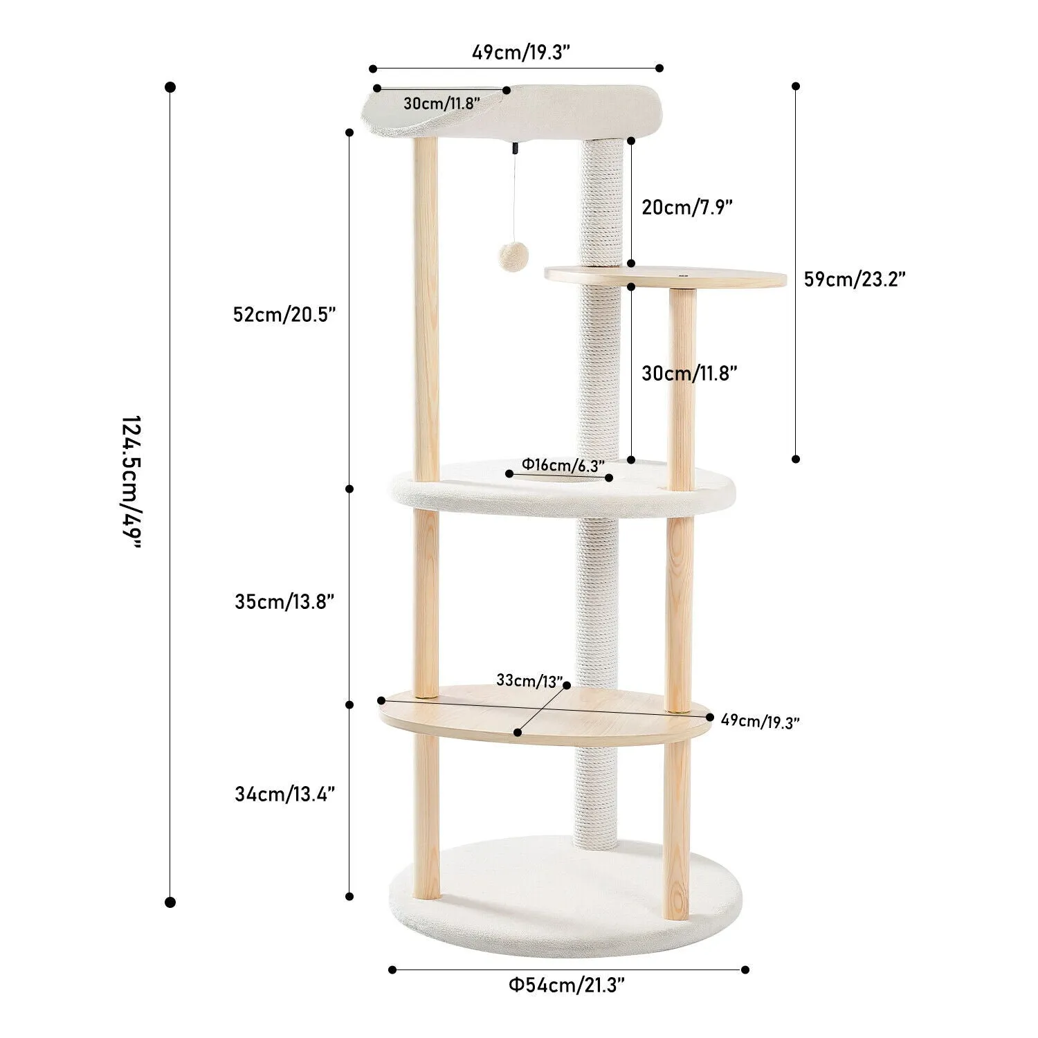 Minimal Multi-level 124.5cm Cat Scratch Tower