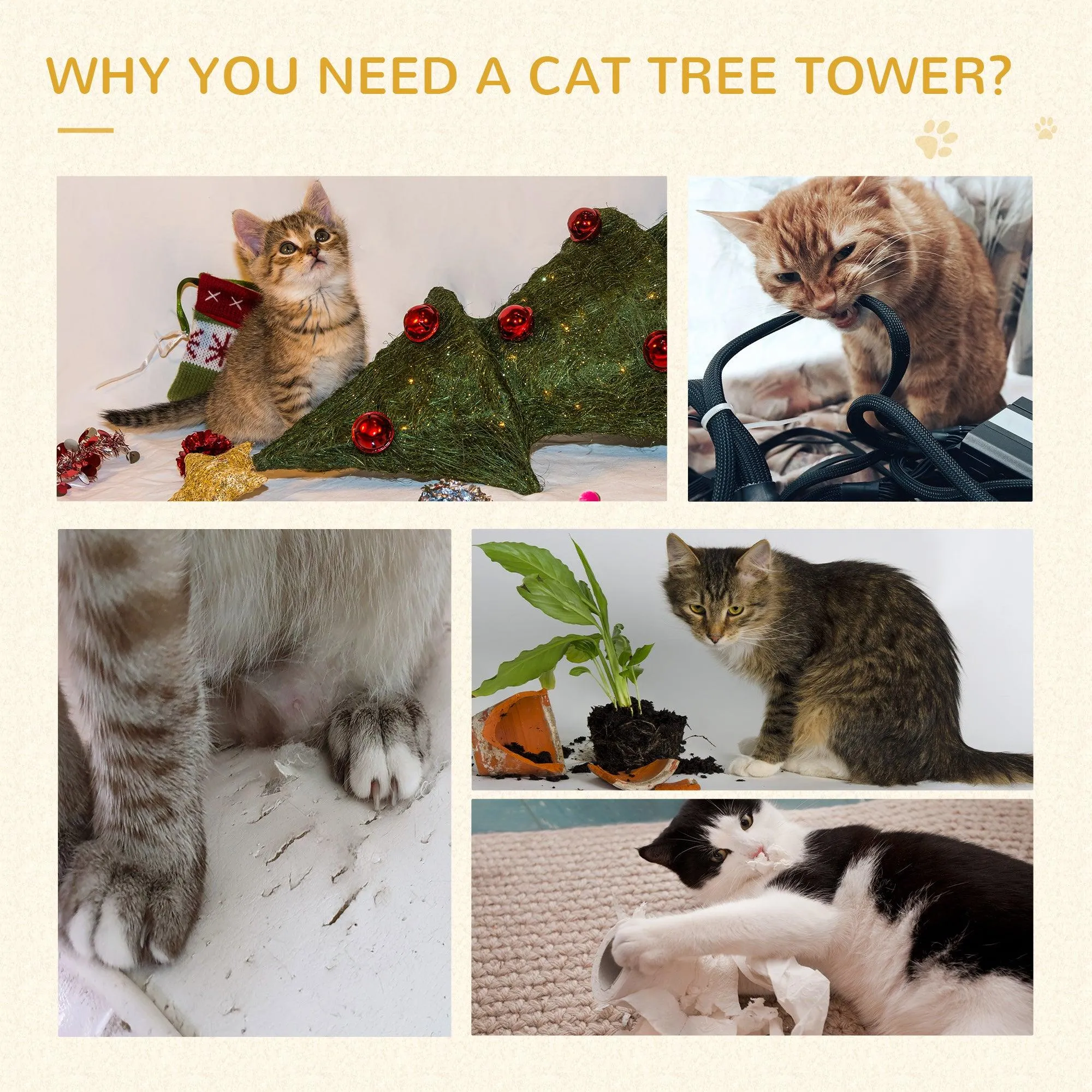 Multi-Level Cat Climbing Tower, 99.5cm - Grey