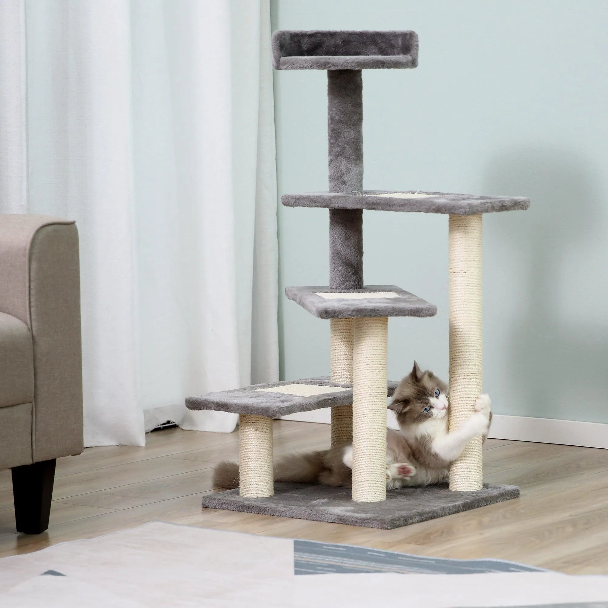 Multi-Level Cat Climbing Tower, 99.5cm - Grey