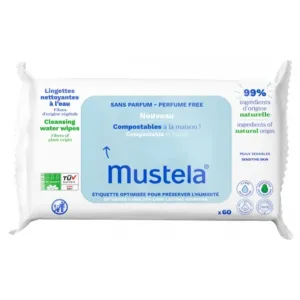 Mustela Compostable Unscented Cleansing Wipes 60 Wipes