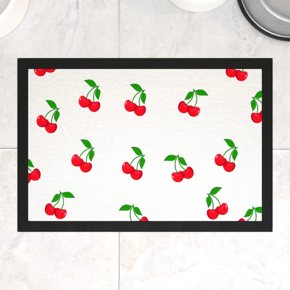 Pet Bowl Mats - White Cherries