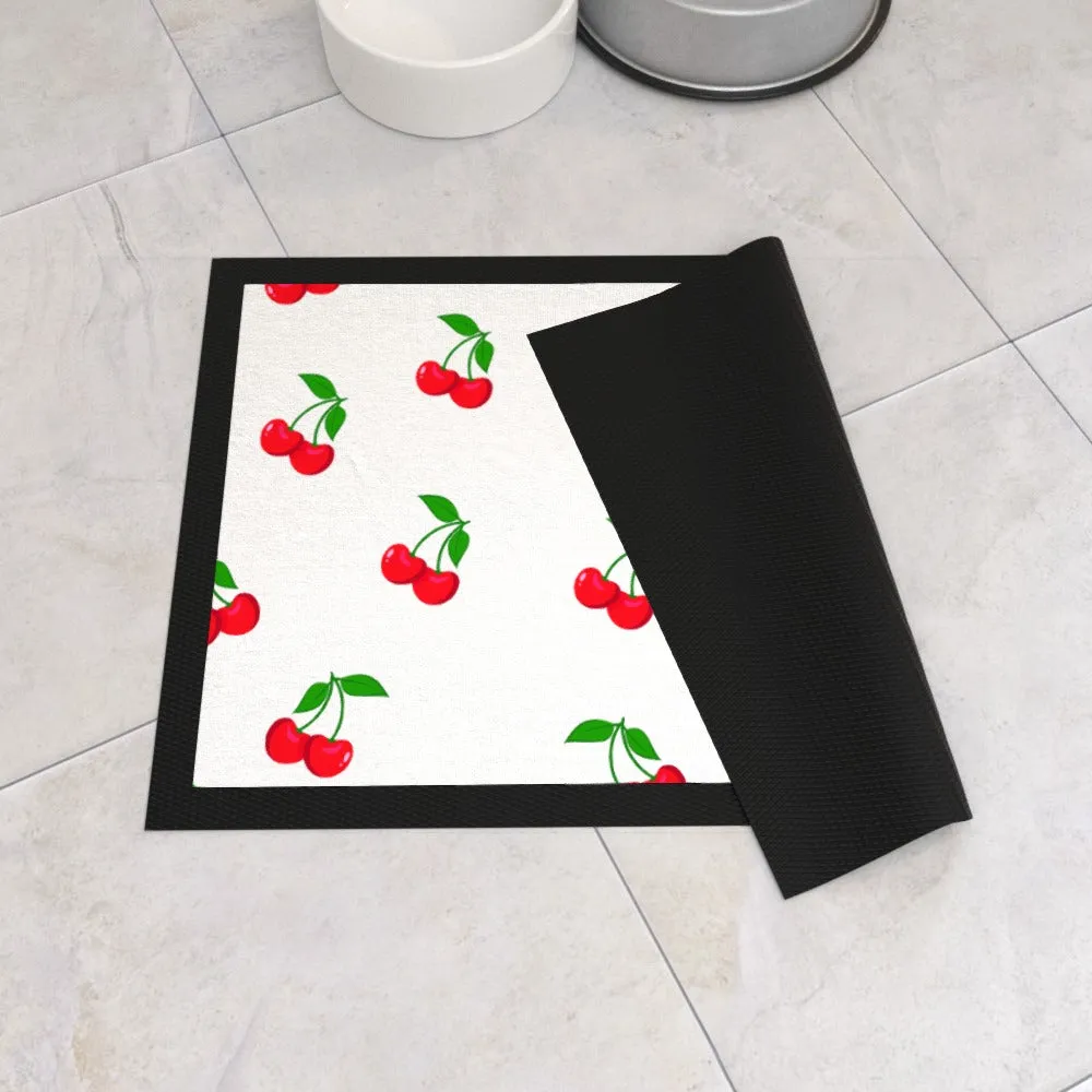 Pet Bowl Mats - White Cherries