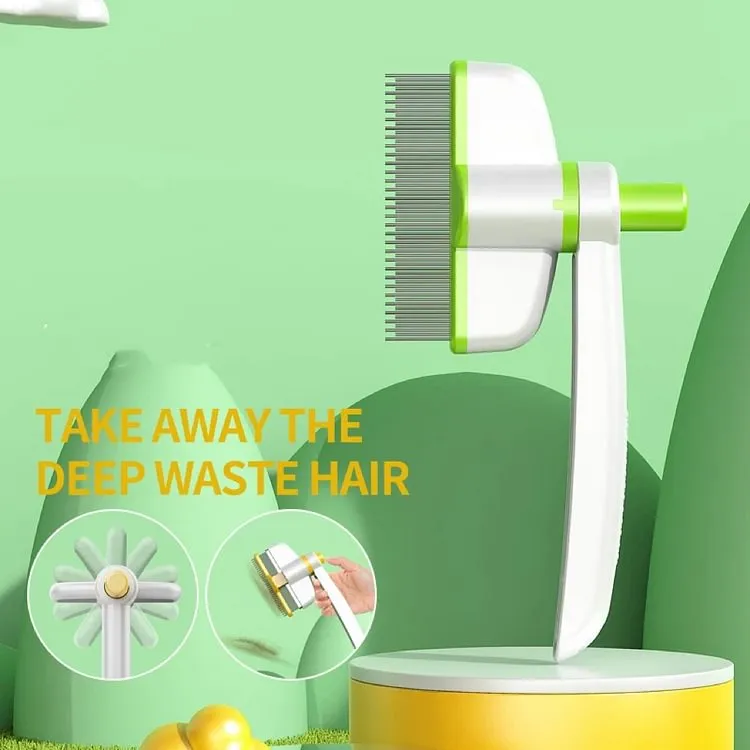 Pet Grooming Comb, Cat Brush with Self Cleaning Slicke