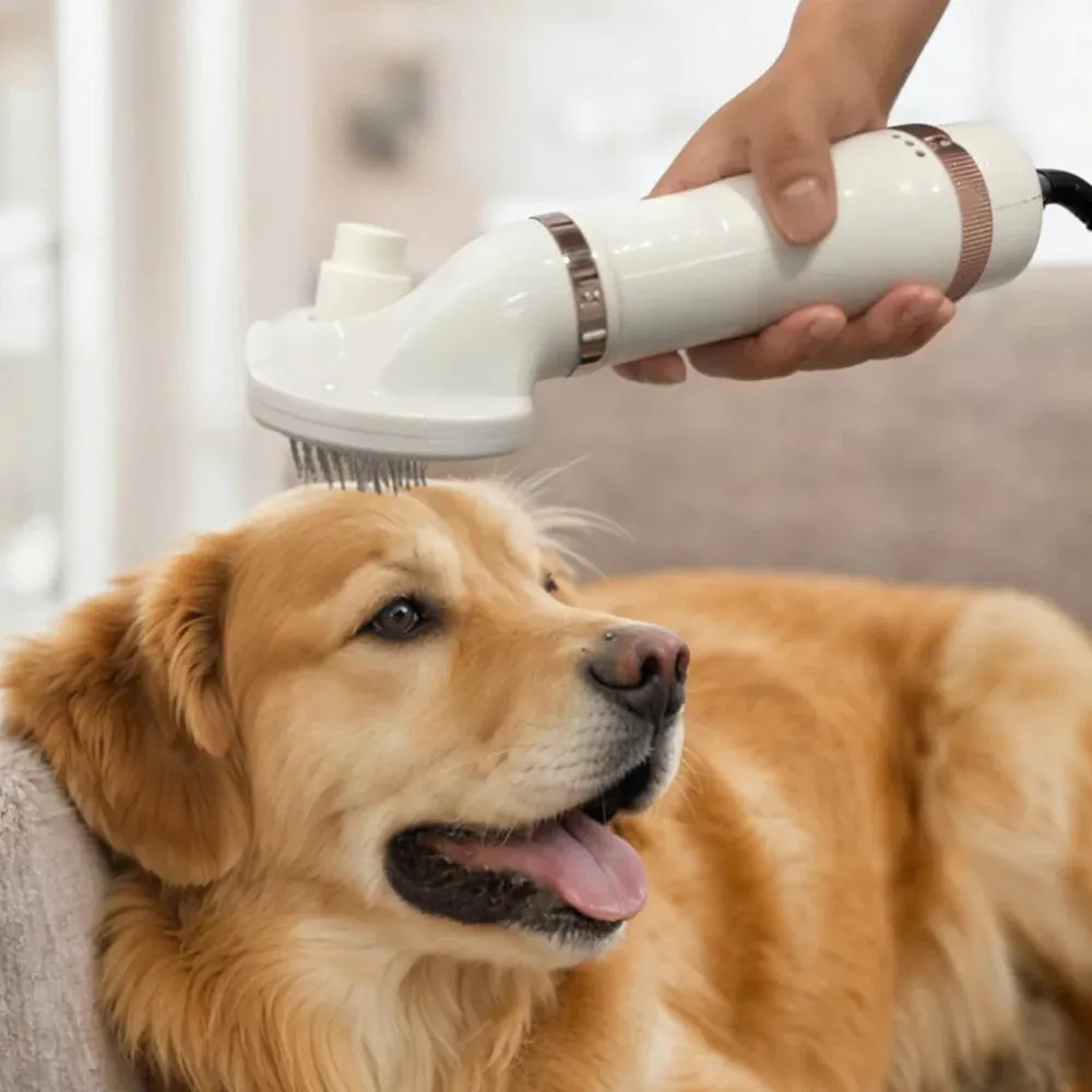 Pet Hair Dryer, Portable Dog Grooming Hair Dryer with Self Cleaning Slicker Brush