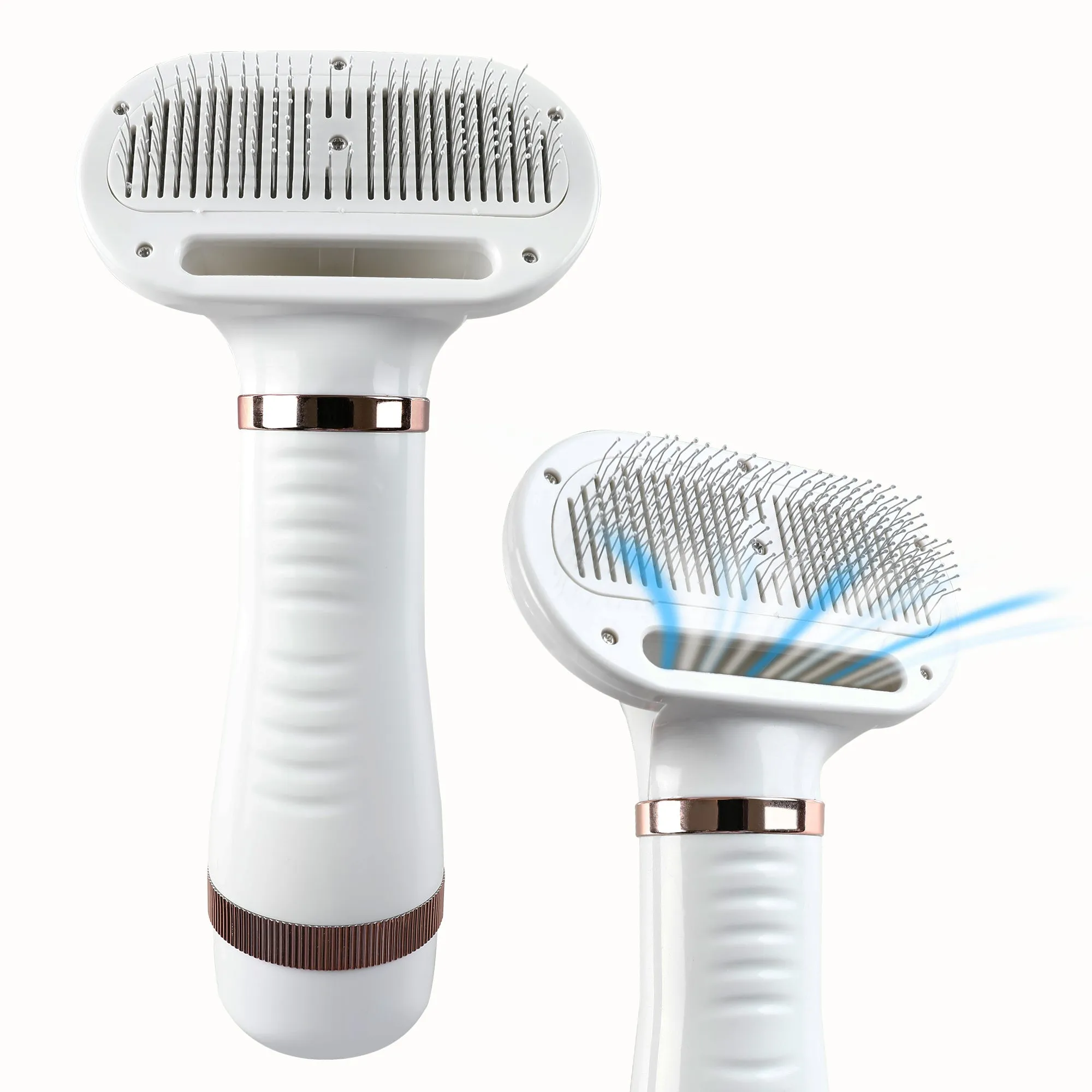Pet Hair Dryer, Portable Dog Grooming Hair Dryer with Self Cleaning Slicker Brush