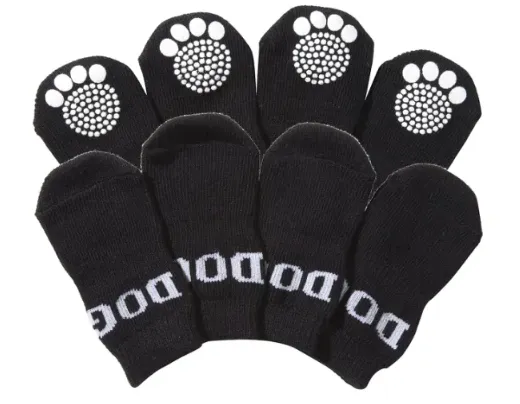 Pet Life - Rubberized Sole Non-Slip Socks for Dogs - Black