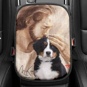 Pet Memorial Art Jesus Holding Dog Seat Box Cover,Dog Memorial Seat Box Covers,Dog Loss Gift Custom Dog Seat Box Covers