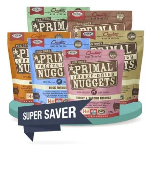 Primal Freeze Dried Nuggets Dog Food 14oz - Regular Protein (2-Pack Saver Bundle)