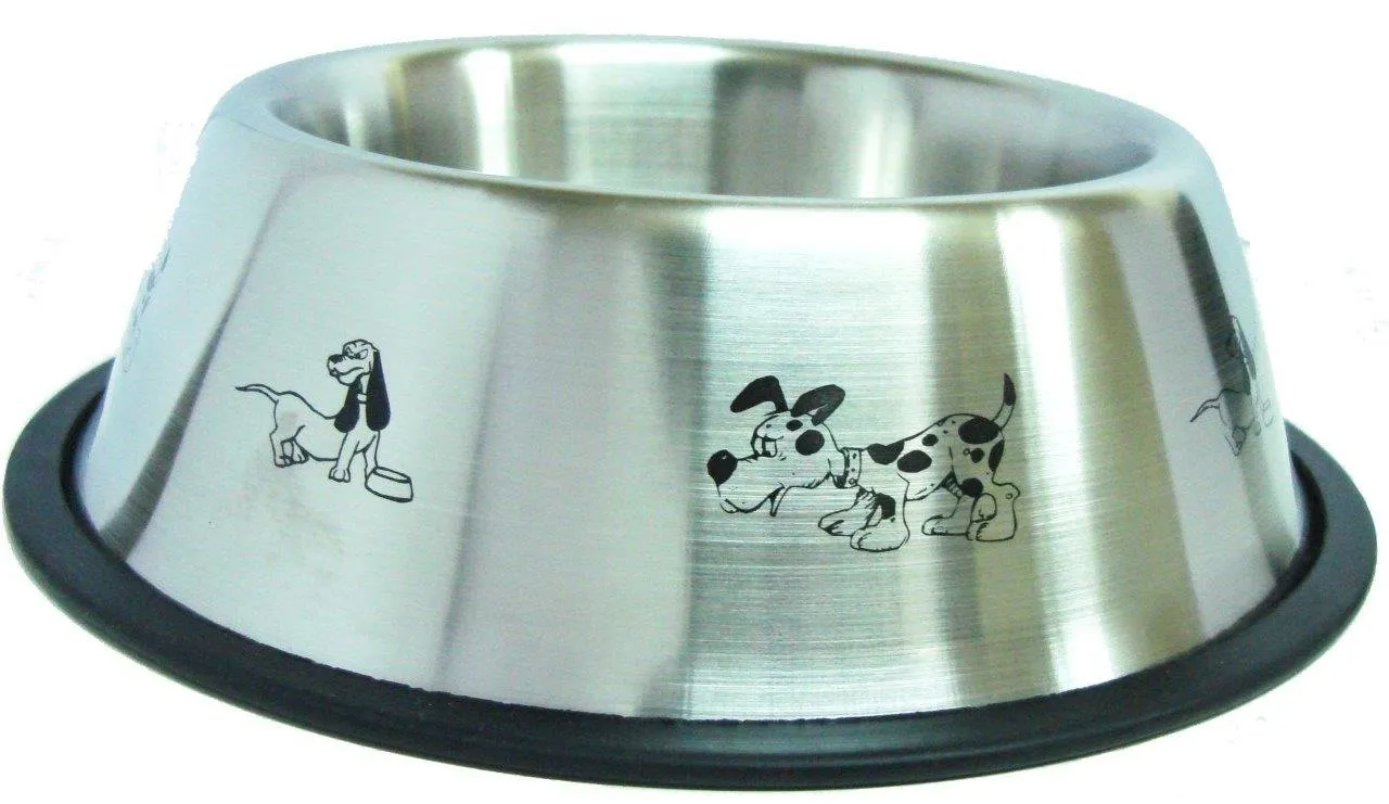 Raintech Steel Bowl with anti-slip rubber dog motives 0,850l /17,5cm/