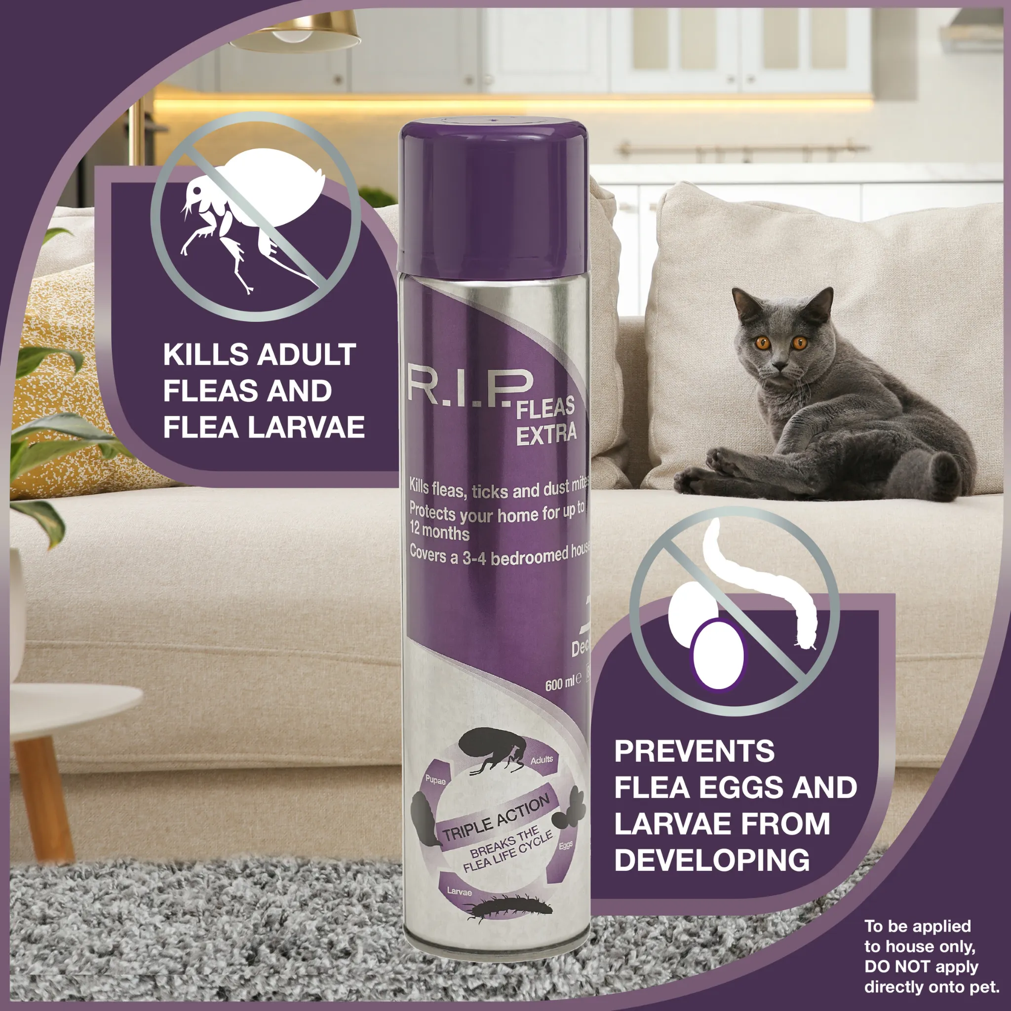 RIP Fleas Extra Household Flea Spray (600ml)