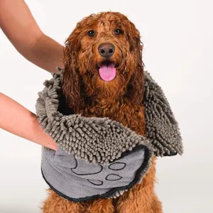 Shammy Dog Towels for Drying Dogs - Heavy Duty Soft Microfiber Bath Towel - Super Absorbent, Quick Drying, & Machine Washable - Must Have Dog & Cat Bathing Supplies | Grey