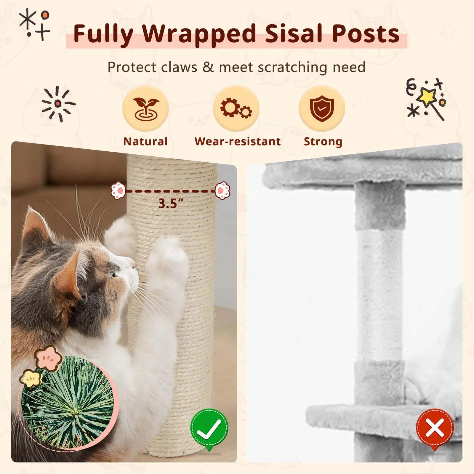 Tangkula Modern Wood Cat Tree, 67 Inch Multi-Level Tall Cat Tree Tower