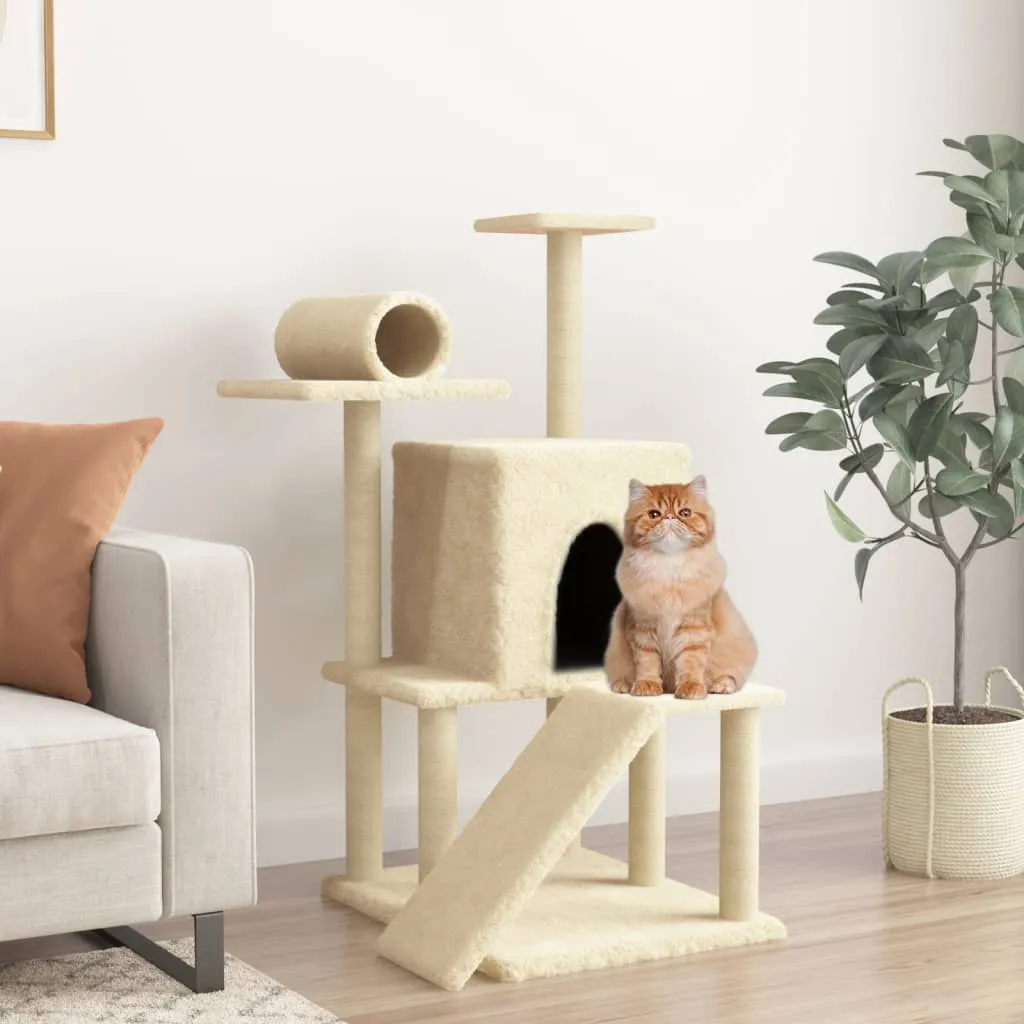 vidaXL Cat Tree with Sisal Scratching Posts Cream 110.5 cm