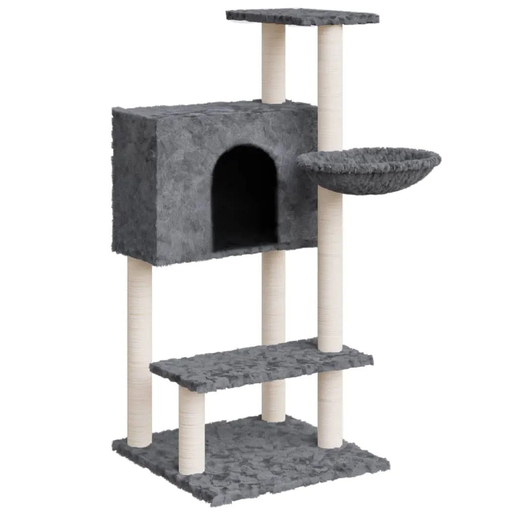 vidaXL Cat Tree with Sisal Scratching Posts Dark Grey 108.5 cm