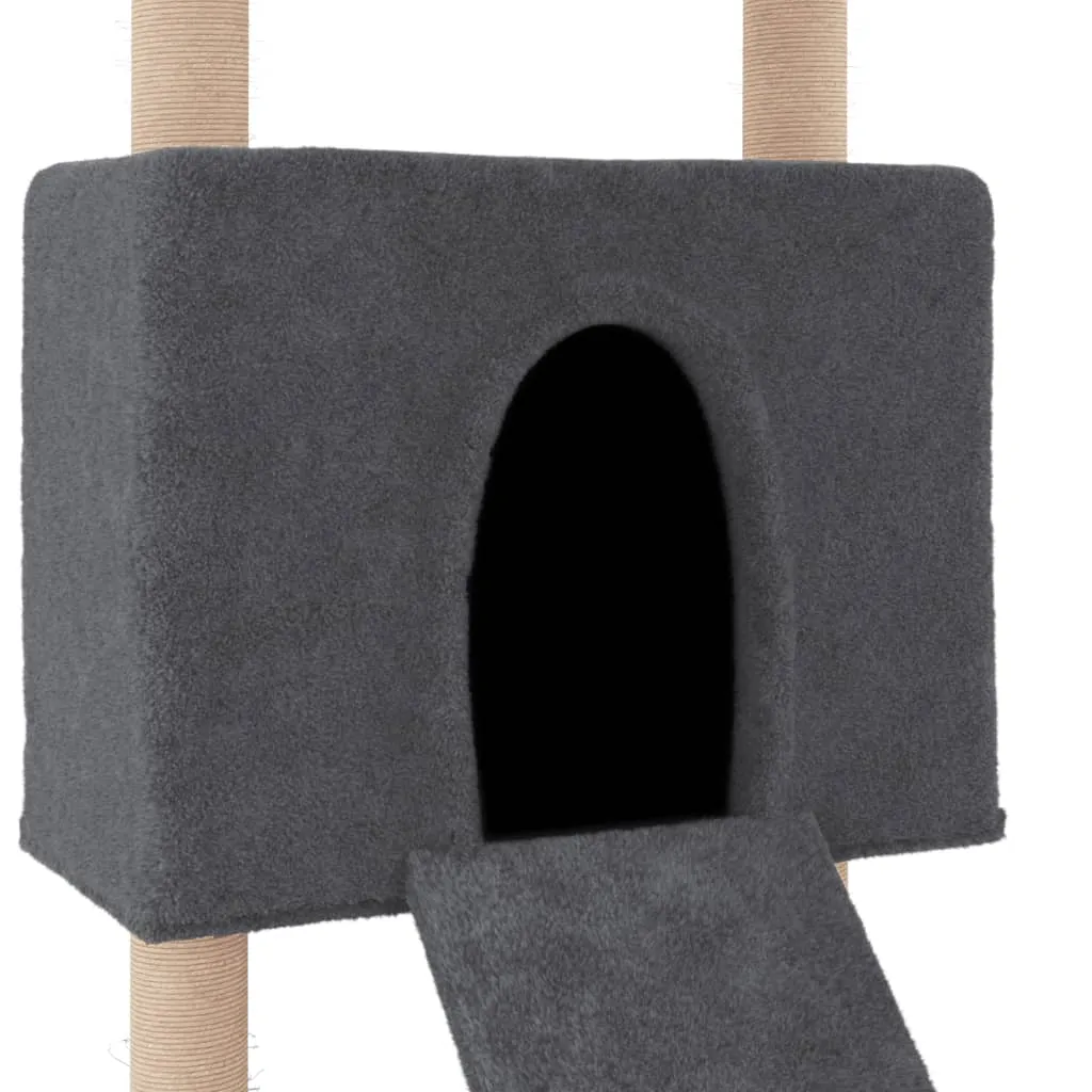 vidaXL Cat Tree with Sisal Scratching Posts Dark Grey 153 cm