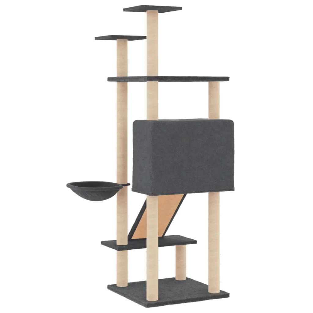 vidaXL Cat Tree with Sisal Scratching Posts Dark Grey 153 cm