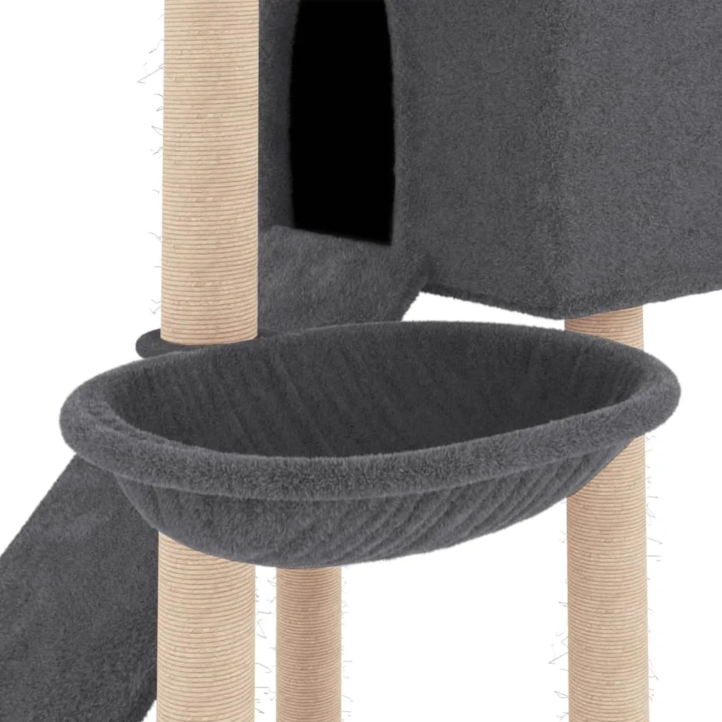 vidaXL Cat Tree with Sisal Scratching Posts Dark Grey 153 cm